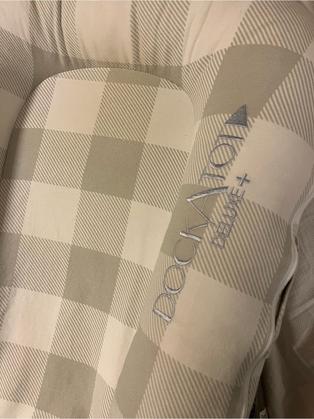 DockATot Deluxe+ Checkered Baby Lounger in Neutral Beige
